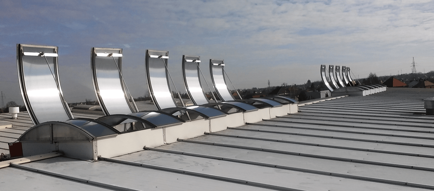 Dome skylights installed on a commercial roof